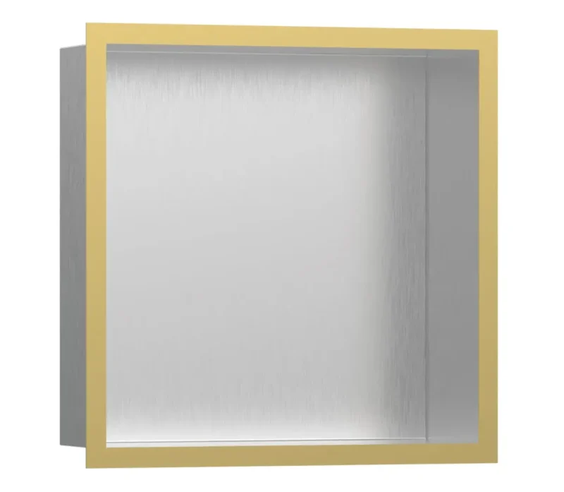 Hansgrohe XtraStoris Individual - sienas niša ar dizaina rāmi, 30x30x10 cm, matēts nerūsējošais tērauds/pulēta zelta apdare 56097990