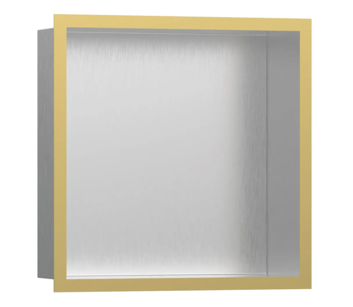 Hansgrohe XtraStoris Individual - sienas niša ar dizaina rāmi, 30x30x10 cm, matēts nerūsējošais tērauds/pulēta zelta apdare 56097990