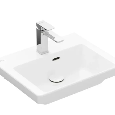 Villeroy & Boch Subway 3.0 - mēbeļu rokas izlietne 50x40 cm, ar pārplūdi, ar jaucējkrāna atveri, CeramicPlus, Alpu balts 4370FFR1
