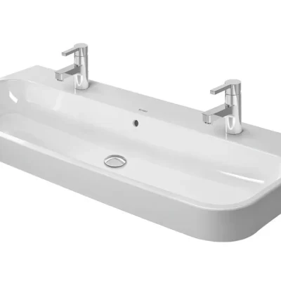 Duravit Happy D.2 - dubultā izlietne 120x51 cm, ar pārplūdi, 2 jaucējkrāna caurumiem, balta 2318120026