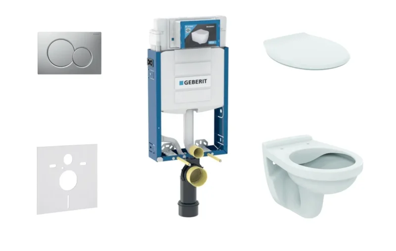 Geberit Kombifix - uzstādīšanas komplekts sienas WC Alpha ar WC sēdekli, ar vadības plati SIGMA01, matēts hroms 110.302.00.5 NR3