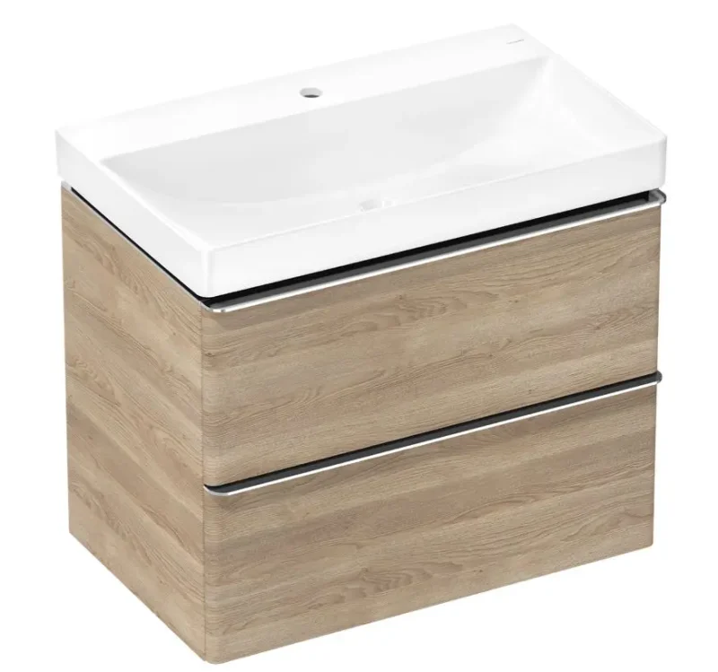 Hansgrohe Xelu Q - izlietne ar skapīti, 63x78x50 cm, 2 atvilktnes, dabīgais ozols/hroms 54376000