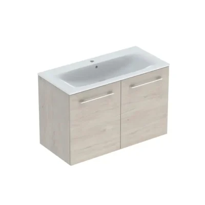 Geberit Selnova Square - izlietnes skapītis 64x54x48 cm, ar izlietni, 2 durvis, gaišs Hickory riekstkoks 501.263.00.1