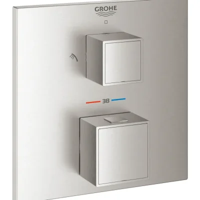 Grohe Grohtherm Cube - zemapmetuma termostata maisītājs 2 patērētājiem, Supersteel 24154DC0