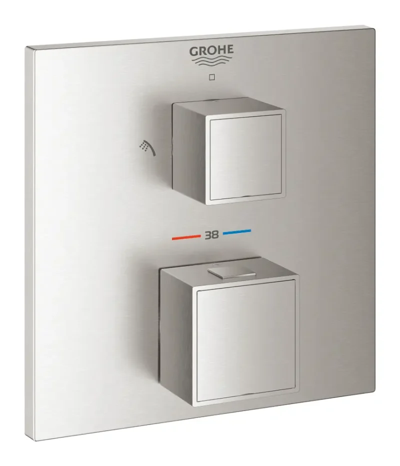 Grohe Grohtherm Cube - zemapmetuma termostata maisītājs 2 patērētājiem, Supersteel 24154DC0
