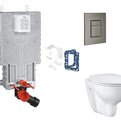 Grohe Uniset - komplekts priekšsienas elements, WC ar SoftClose sēdekli, vadības plate Skate Cosmopolitan un Fresh pārveidošanas komplekts, Hard Graphite birstēts SANI15BB5114