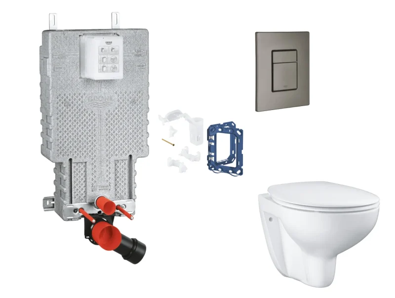 Grohe Uniset - komplekts priekšsienas elements, WC ar SoftClose sēdekli, vadības plate Skate Cosmopolitan un Fresh pārveidošanas komplekts, Hard Graphite birstēts SANI15BB5114