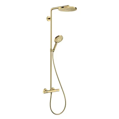 Hansgrohe Raindance Select S - dušas kolonna Showerpipe ar termostata maisītāju, 1jet, pulēts zelts 27633990