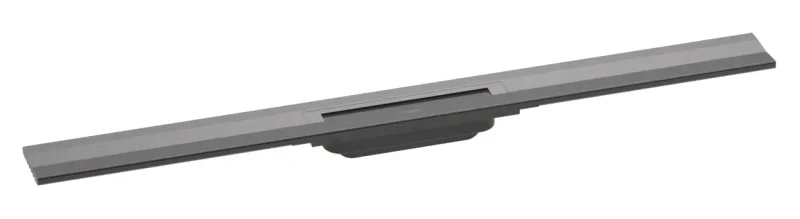 Hansgrohe RainDrain Flex - dušas noteka 900 ar nerūsējošā tērauda resti, saīsināma, montāžai pie sienas, melni hromēta matēta 56052340
