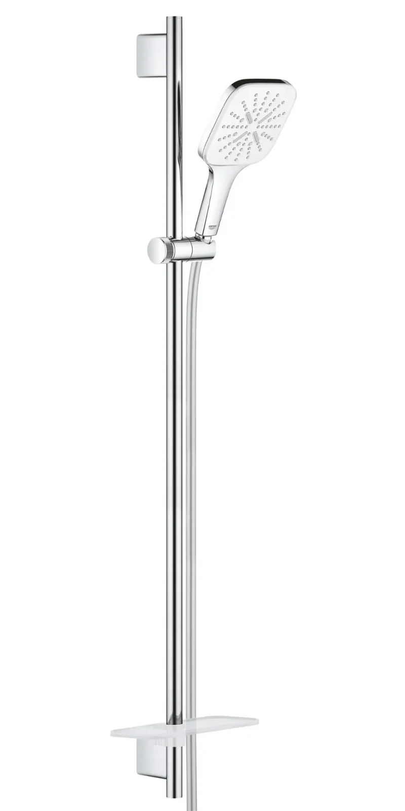 Grohe Rainshower SmartActive Cube - dušas stieņa komplekts 130, 3 strūklu veidi, 90 cm stienis un šļūtene, Moon White 26586LS0