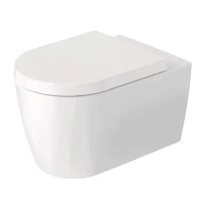 Duravit ME by Starck - pie sienas stiprināms WC ar SoftClose sēdekli, Rimless, DuraFlush, DuraShield, matēti balts 490709ACA1