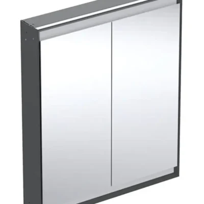Geberit ONE - spoguļskapis ar LED apgaismojumu, 75x90x15 cm, 2 durvis, iebūvējams, matēti melns 505.802.00.7