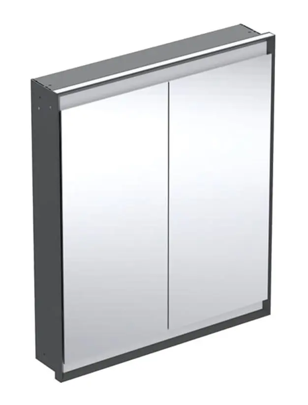 Geberit ONE - spoguļskapis ar LED apgaismojumu, 75x90x15 cm, 2 durvis, iebūvējams, matēti melns 505.802.00.7
