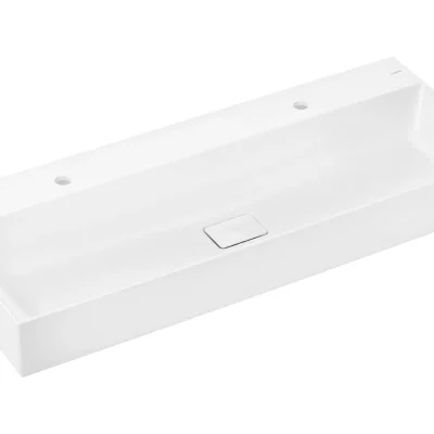 Hansgrohe Xevolos E - izlietne 120x48 cm, bez pārplūdes, 2 caurumiem jaucējkrānam, SmartClean, balta 61106450