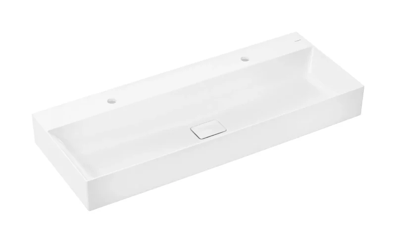 Hansgrohe Xevolos E - izlietne 120x48 cm, bez pārplūdes, 2 caurumiem jaucējkrānam, SmartClean, balta 61106450