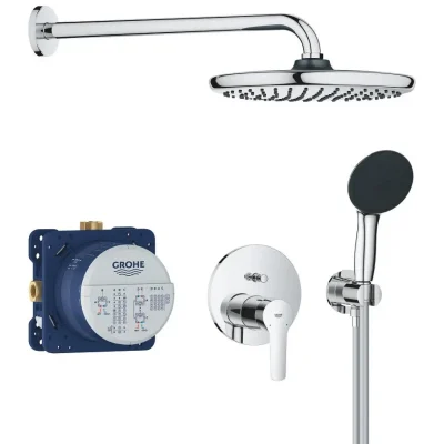 Grohe QuickFix Start - dušas komplekts zemapmetuma montāžai, diametrs 25 cm, 2 strūklas veidi, hroms 25292000