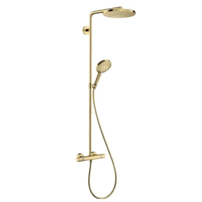 Hansgrohe Raindance S - dušas komplekts ar termostatu, diametrs 24 cm, 3 strūklas veidi, EcoSmart+, zelta izskats pulēts 28825990