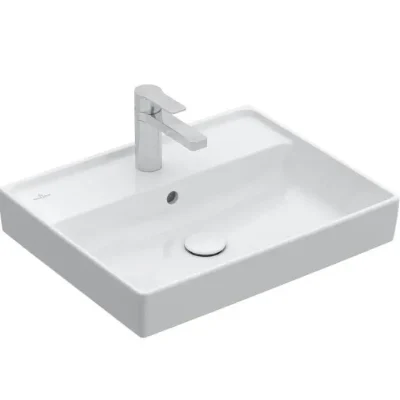 Villeroy & Boch Collaro - izlietne 55x44 cm, ar pārplūdi, ar jaucējkrāna caurumu, CeramicPlus, Alpu balts 4A3355R1