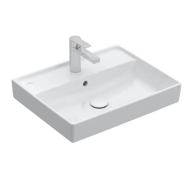 Villeroy & Boch Collaro - izlietne 55x44 cm, ar pārplūdi, ar jaucējkrāna caurumu, CeramicPlus, Alpu balts 4A3355R1