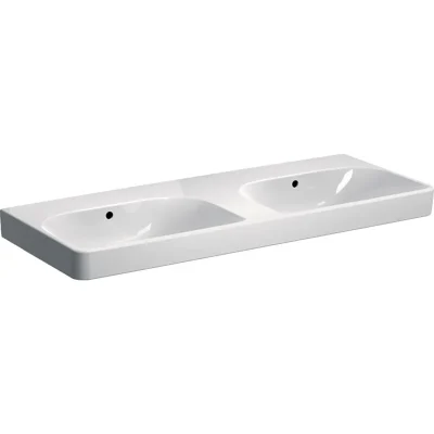 Geberit Smyle Square - dubultā izlietne 120x48 cm, ar pārplūdi, bez jaucējkrāna cauruma, balta 500.224.01.1