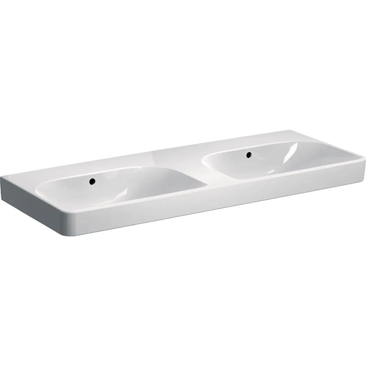 Geberit Smyle Square - dubultā izlietne 120x48 cm, ar pārplūdi, bez jaucējkrāna cauruma, balta 500.224.01.1