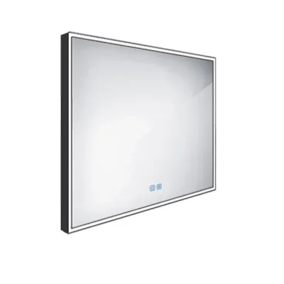 Nimco spogulis - spogulis ar LED apgaismojumu, 80x70 cm, skārienjutīgs sensors, matēti melns ZPC 13003VX-90