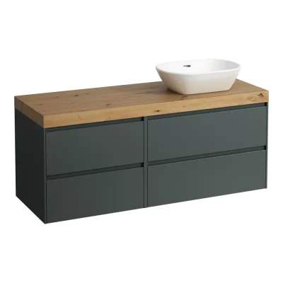 Laufen Lani - izlietnes apakšskapītis, 58x137x49 cm, 4 atvilktnes, izgriezums labajā pusē, pelēks/ozols H4065831122661