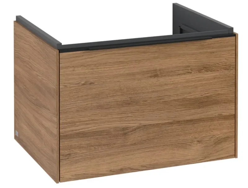 Villeroy & Boch - izlietnes skapītis, 62x43x48 cm, 1 atvilktne, Oak Kansas/melns C57501RH