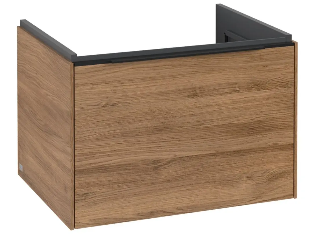 Villeroy & Boch - izlietnes skapītis, 62x43x48 cm, 1 atvilktne, Oak Kansas/melns C57501RH