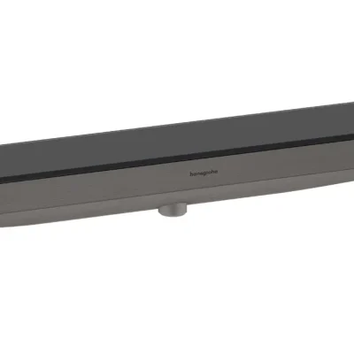 Hansgrohe Rainfinity - sienas pieslēgums ar turētāju un plauktu, hroms melns birstēts 26858340