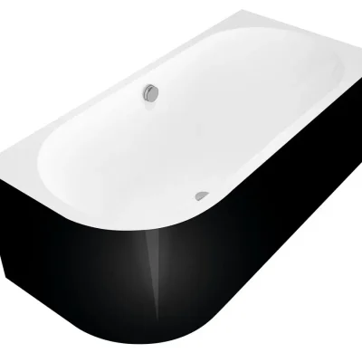 Polysan Monolith - Asimetriska vanna Astra R, 160x75x60 cm, labā, balta/melna 34611MB