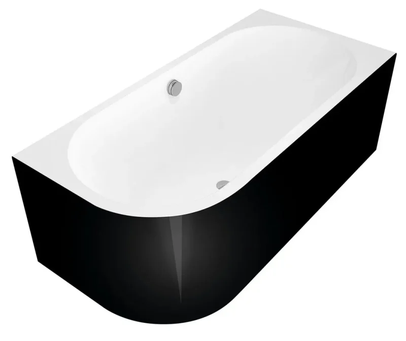 Polysan Monolith - Asimetriska vanna Astra R, 160x75x60 cm, labā, balta/melna 34611MB