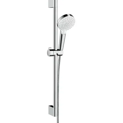 Hansgrohe Crometta - dušas komplekts, 2 strūklas veidi, stienis un šļūtene, Green 6 l/min, balts/hroms 26555400
