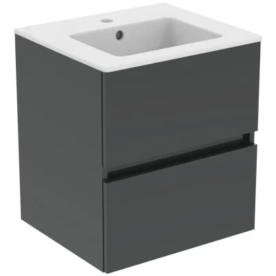 Ideal Standard Eurovit - izlietne ar zemizlietnes skapi, 55x50x44 cm, 2 atvilktnes, pelēks spīdīgs R0571TI