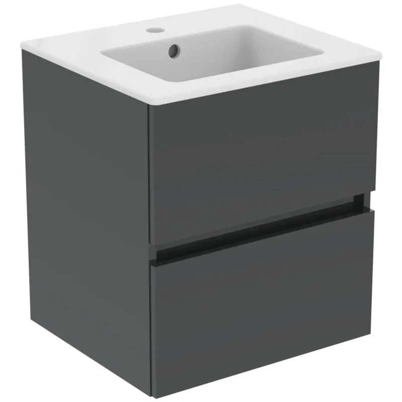 Ideal Standard Eurovit - izlietne ar zemizlietnes skapi, 55x50x44 cm, 2 atvilktnes, pelēks spīdīgs R0571TI