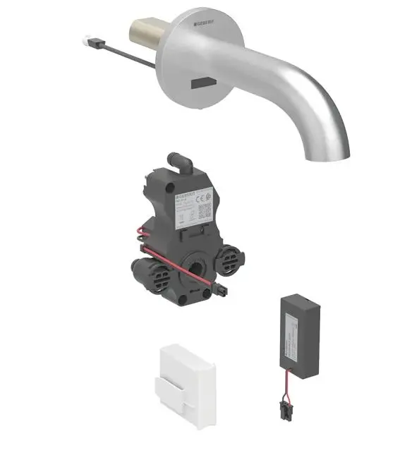 Geberit Piave - elektronisks zemapmetuma izlietnes vārsts, darbība ar baterijām, easy to clean, matēts nerūsējošais tērauds 116.283.SN.1