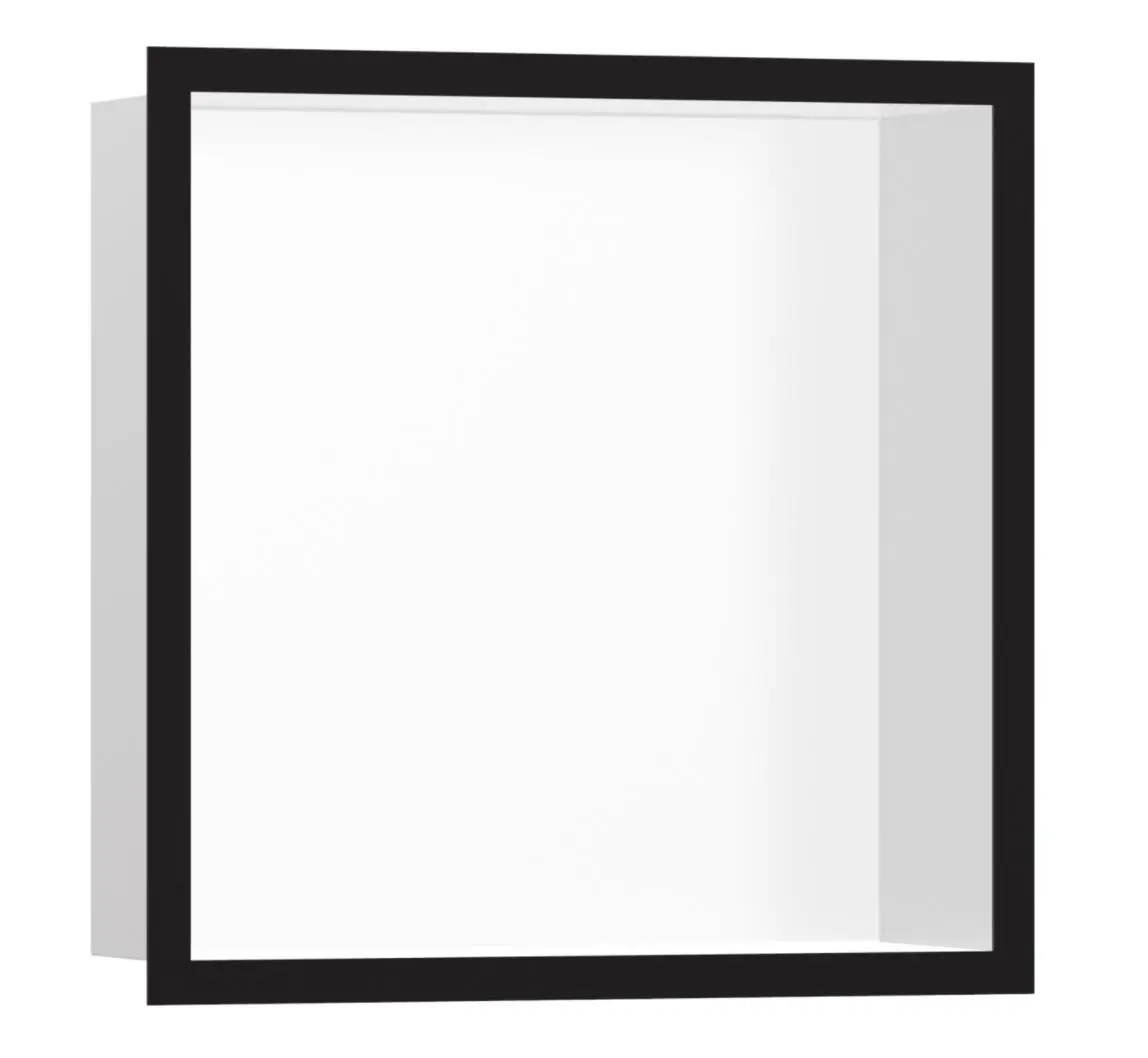 Hansgrohe XtraStoris Individual - sienas niša ar dizaina rāmi, 30x15x10 cm, balts matēts/melns matēts 56099670