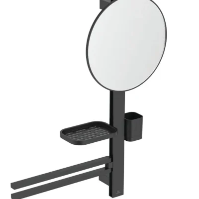 Ideal Standard ALU+ - spogulis ar dvieļu turētāju, plauktu un zobu birstes glāzi, zīda melns BD588XG