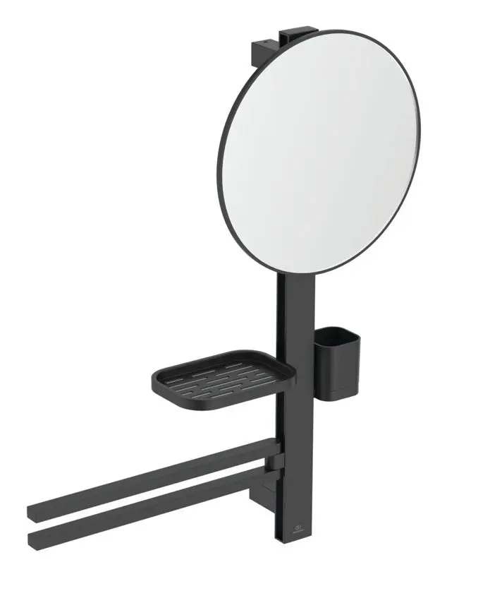 Ideal Standard ALU+ - spogulis ar dvieļu turētāju, plauktu un zobu birstes glāzi, zīda melns BD588XG
