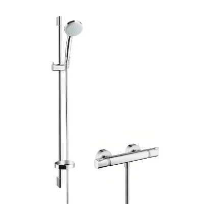 Hansgrohe Croma 100 - dušas komplekts Vario ar termostata maisītāju, EcoSmart 9 l/min, hromēts 27033000