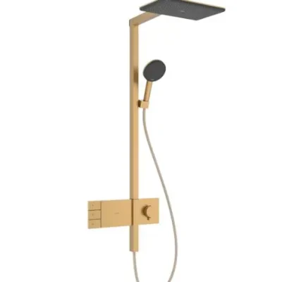 Hansgrohe Raindance Alive Q - dušas sistēma ar termostatu, 21x34 cm, 3 strūklas veidi, matēta bronza 24590140