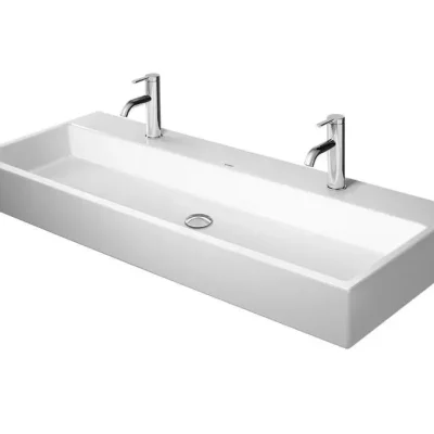 Duravit Vero Air - mēbeļu dubultizlietne 120x47 cm, bez pārplūdes, ar jaucējkrāna caurumiem, WonderGliss, balta 23501200721
