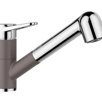 Blanco Wega S - izlietnes maisītājs ar izvelkamu dušu, pelēks/hroms 526983