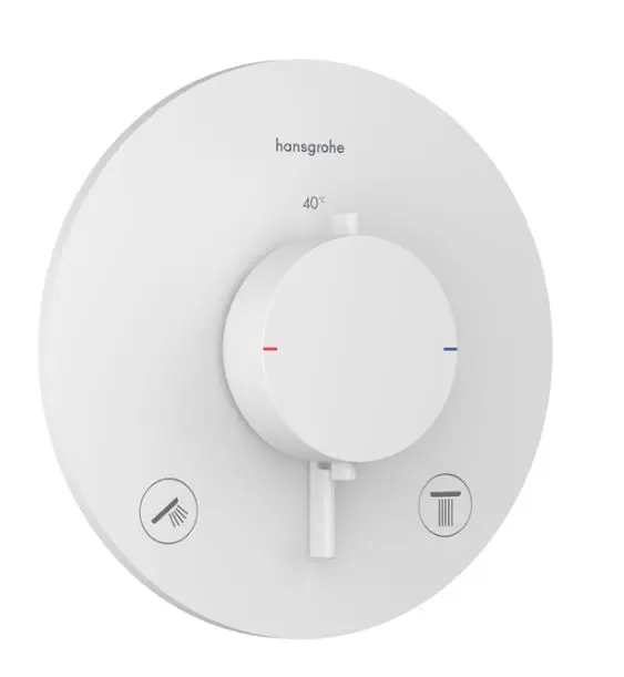 Hansgrohe Ecostat Comfort S - zemapmetuma termostata maisītājs, 2 patērētājiem, balts matēts 33715700