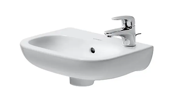 Duravit D-Code - rokas izlietne 36x27 cm, ar 1 jaucējkrāna caurumu labajā pusē, Alpu balts 07053600082