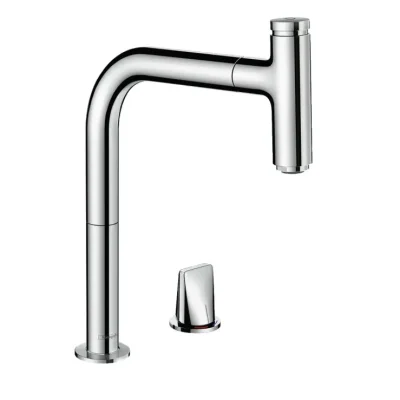 Hansgrohe M71 - virtuves izlietnes maisītājs M5119-H200 ar izvelkamu trauku dušu, 2 caurumu montāža, sBOX, hromēts 73804000