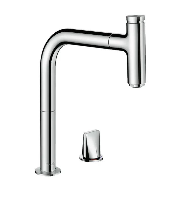 Hansgrohe M71 - virtuves izlietnes maisītājs M5119-H200 ar izvelkamu trauku dušu, 2 caurumu montāža, sBOX, hromēts 73804000