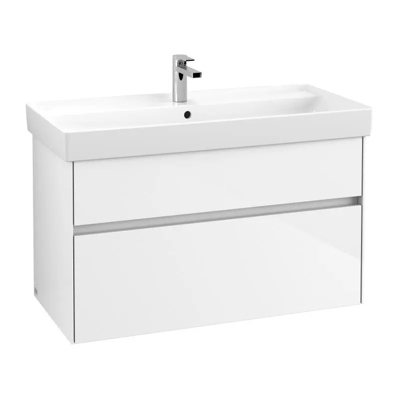 Villeroy & Boch Collaro - izlietne ar skapīti, 95x55x44 cm, 2 atvilktnes, Glossy White C01100DH