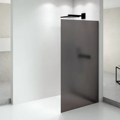 Polysan Architex - Walk-In dušas siena, 96x210 cm, matēti melns/matēts dūmakains stikls AXB100SM