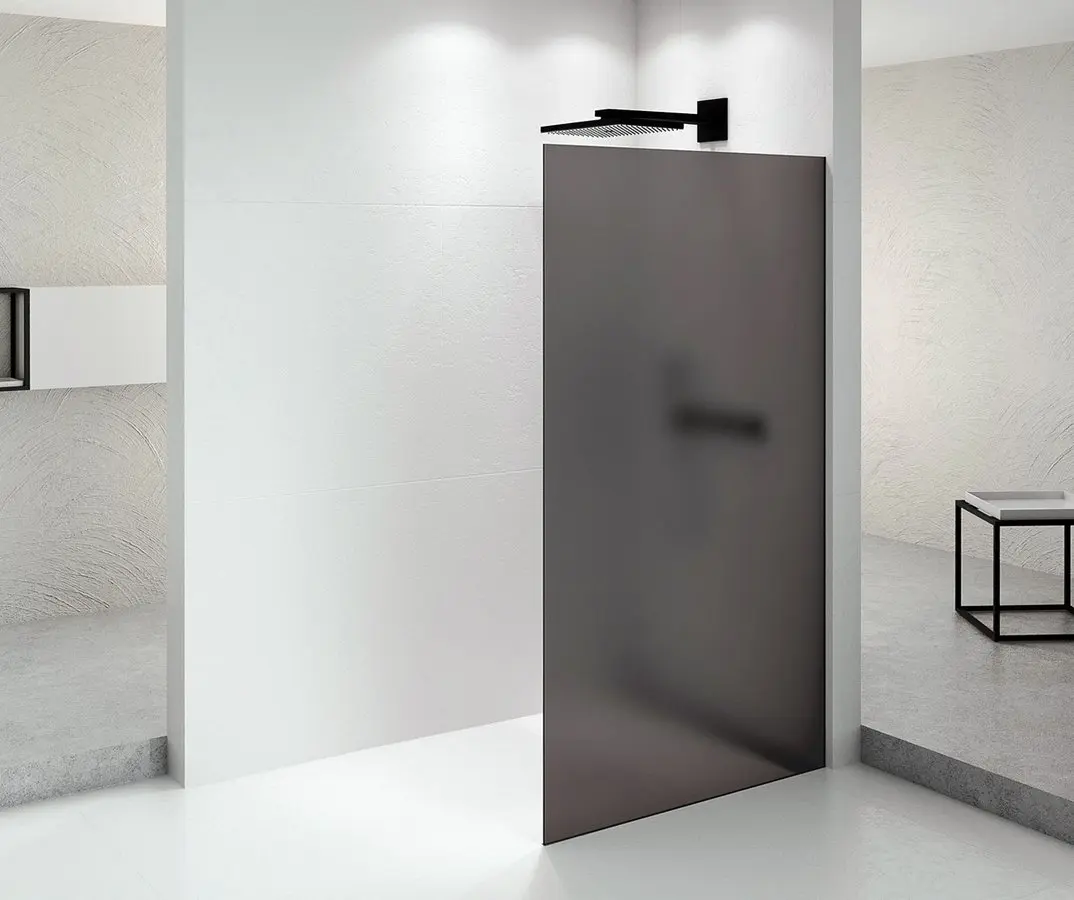Polysan Architex - Walk-In dušas siena, 96x210 cm, matēti melns/matēts dūmakains stikls AXB100SM
